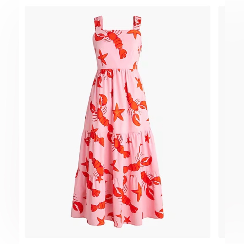 Pink Lobster Print Maxi Dress